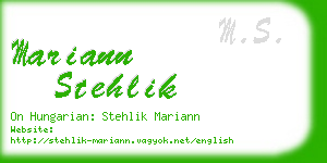 mariann stehlik business card